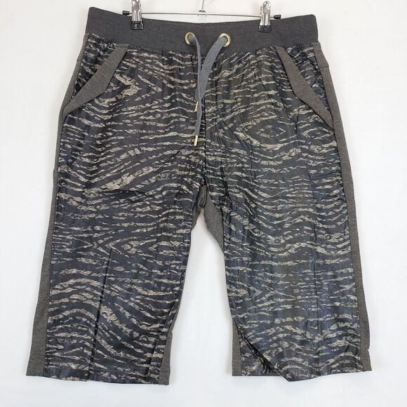 Riflessi Tiger Print Faux Leather Front Pull On Drawstring Shorts Men L Gray - Picture 1 of 11